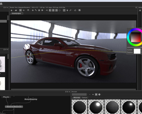 FluidRay RT real-time renderer user interface