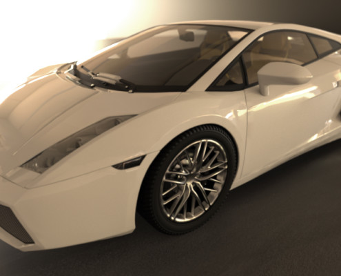 FluidRay RT real-time photo-realistic rendering of a Lamborghini