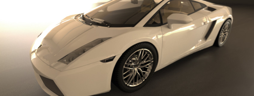 FluidRay RT real-time photo-realistic rendering of a Lamborghini