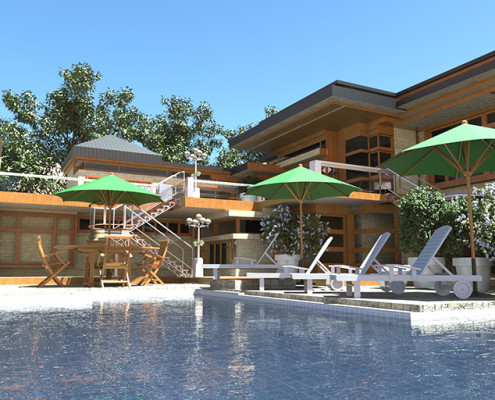 Sunny pool rendering