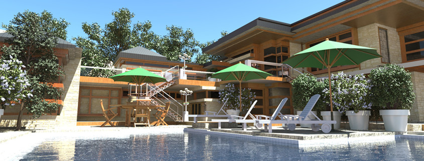 Sunny pool rendering