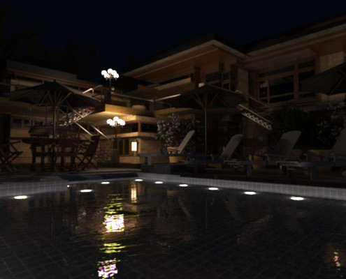 FluidRay RT real-time photo-realistic rendering of a pool