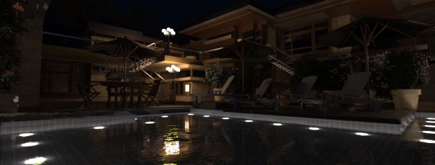 FluidRay RT real-time photo-realistic rendering of a pool