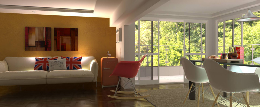 FluidRay interior rendering of a living room by Roberto Pittaluga