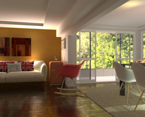 FluidRay interior rendering of a living room by Roberto Pittaluga