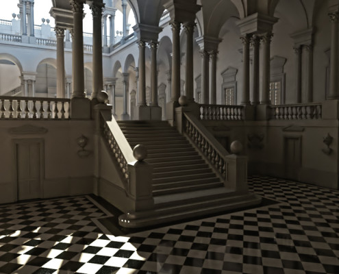 Palazzo dell'Universita' di Genova. Rendering by Roberto Pittaluga, modeling by Luca Sassone