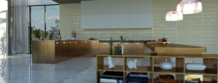 Interior Rendering | FluidRay kitchen rendering by Robeto Pittaluga, model by Rosanna Mataloni