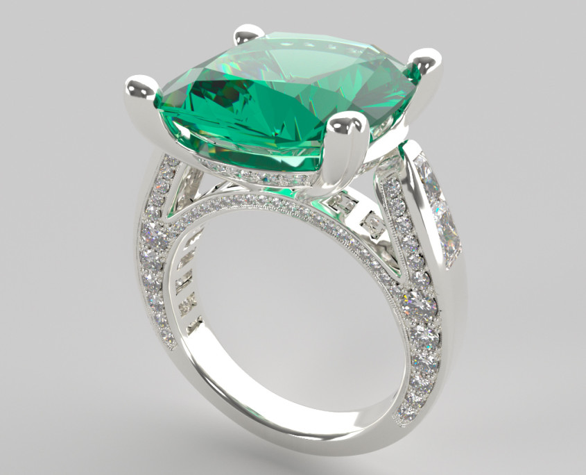 Jewelry Rendering | Gemstone Ring Rendered in FluidRay RT, design by Manuel Angel Piñeiro Solsona
