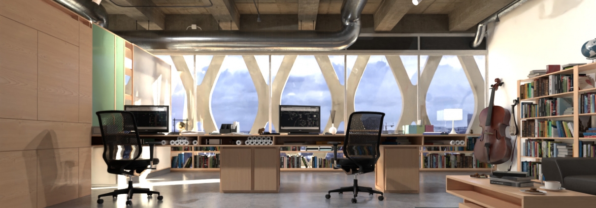 Office Interior Rendering with FluidRay