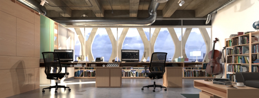 Office Interior Rendering with FluidRay