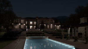 Exterior Rendering at night with FluidRay