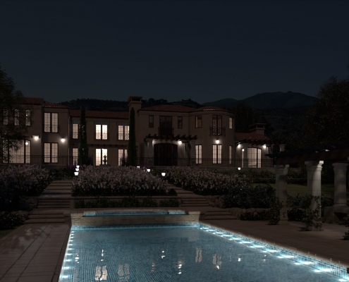 Exterior Rendering at night with FluidRay