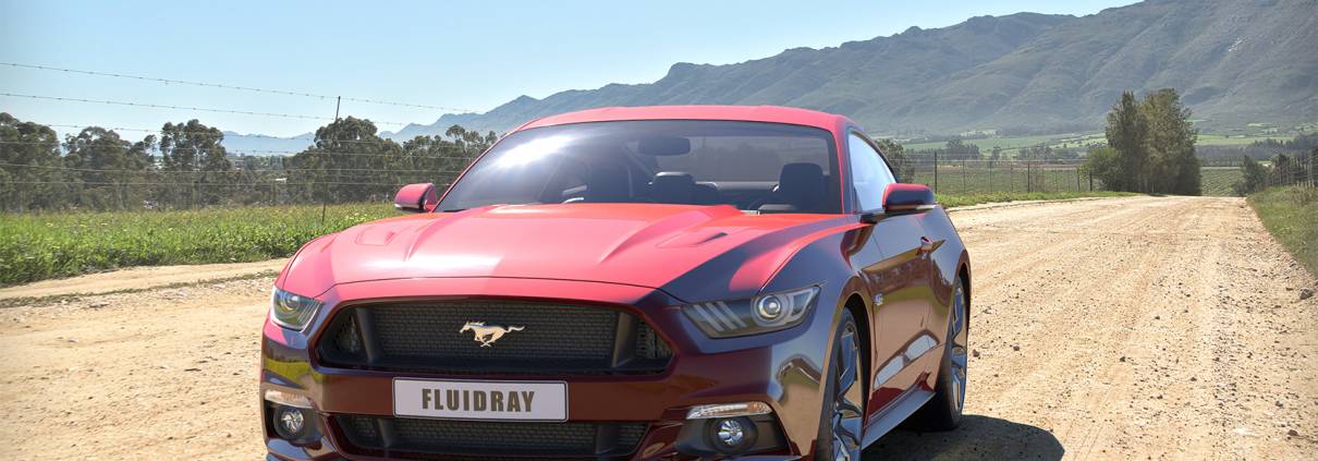 Mustang rendering with FluidRay