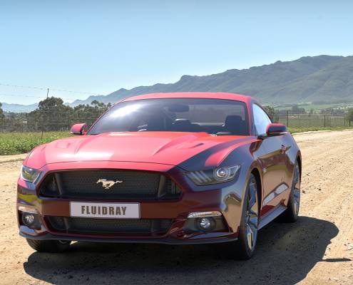 Mustang rendering with FluidRay