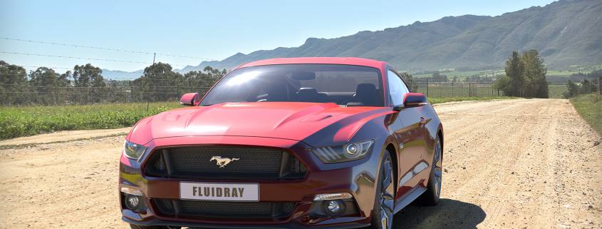 Mustang rendering with FluidRay