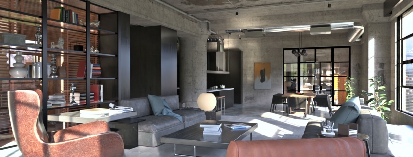 luidRay Living Room Interior Render