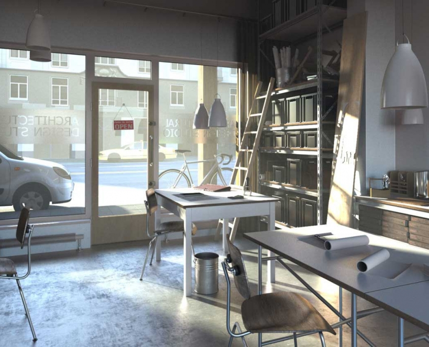 Interior rendering with FluidRay