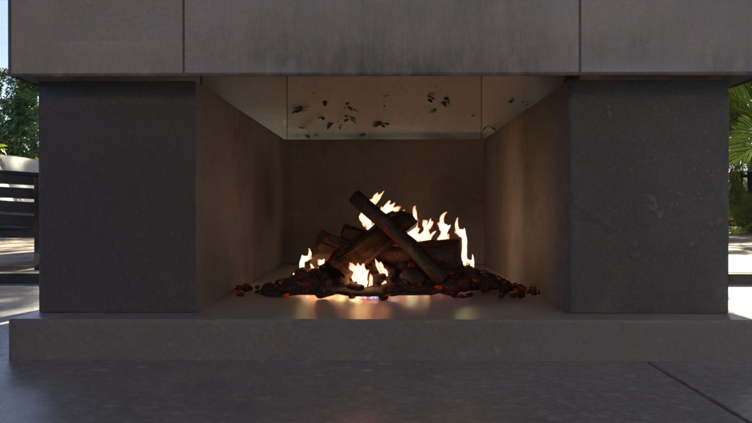 Fireplace rendering with FluidRay FluidRay
