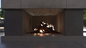 Fireplace rendering with FluidRay
