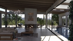 Modern interior rendering with FluidRay